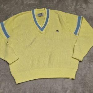 Catalina Yellow V-Neck Sweater with Blue Trim